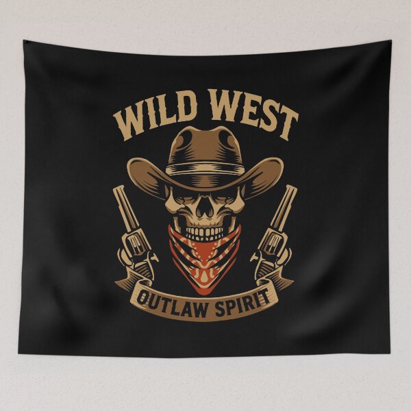 Item preview, Wild West Outlaw Spirit Skull Cowboy T-Shirt Design designed and sold by phsycartwork.