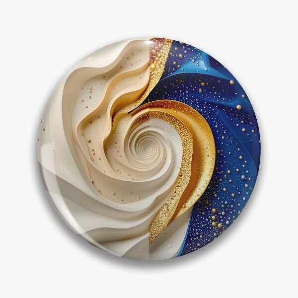 Item preview, Swirling Dual Tones in Blue Gold and White designed and sold by Vicky Brago-Mitchell®.