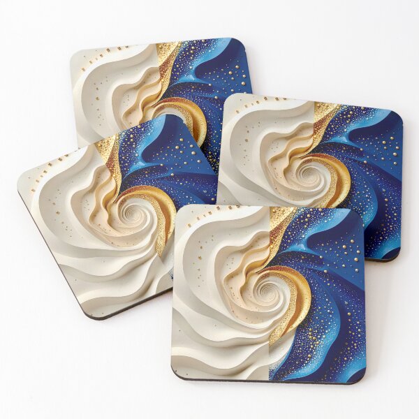 Item preview, Swirling Dual Tones in Blue Gold and White designed and sold by Vicky Brago-Mitchell®.