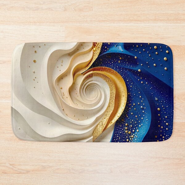 Item preview, Swirling Dual Tones in Blue Gold and White designed and sold by Vicky Brago-Mitchell®.