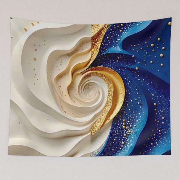 Item preview, Swirling Dual Tones in Blue Gold and White designed and sold by Vicky Brago-Mitchell®.