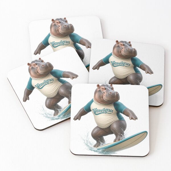 Item preview, Surfing Hippo Gift designed and sold by Wenvilgrace.