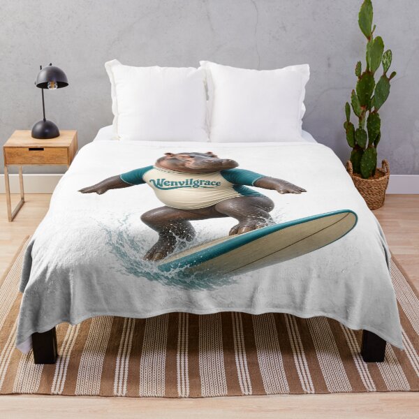 Item preview, Surfing Hippo Gift designed and sold by Wenvilgrace.