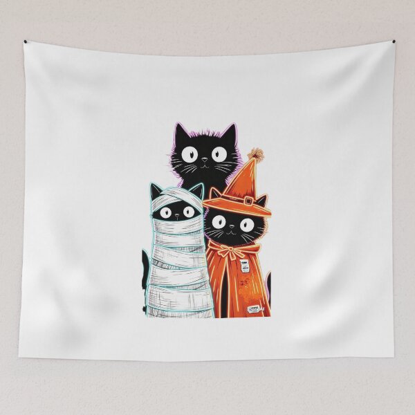 Item preview, Halloween Black Cats Trio designed and sold by MyCalmDraw.