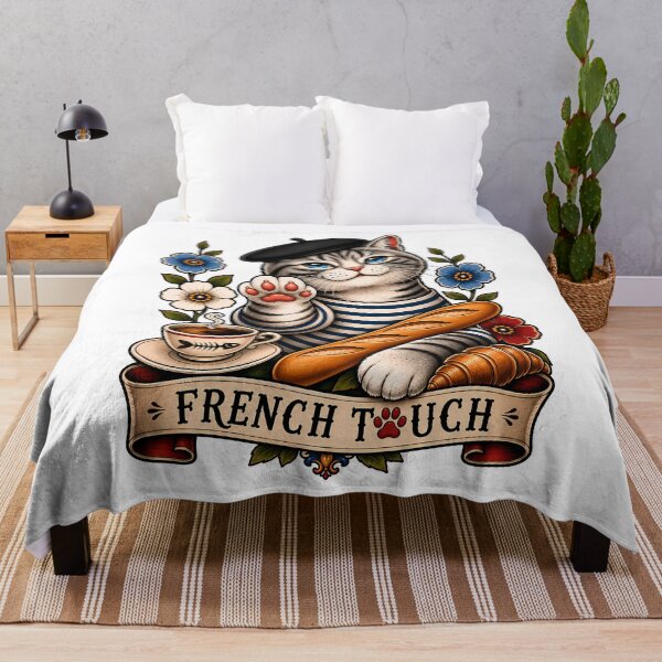 Item preview, French Touch Cat Vintage Tattoo Style designed and sold by Old's Cool Cat Studio.
