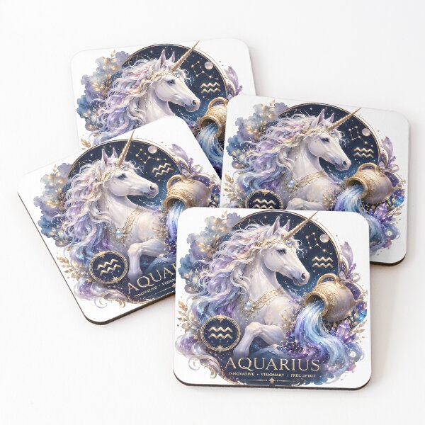 Item preview, Aquarius Mystical Unicorn Water Bearer designed and sold by Zodiac Celestial Art.
