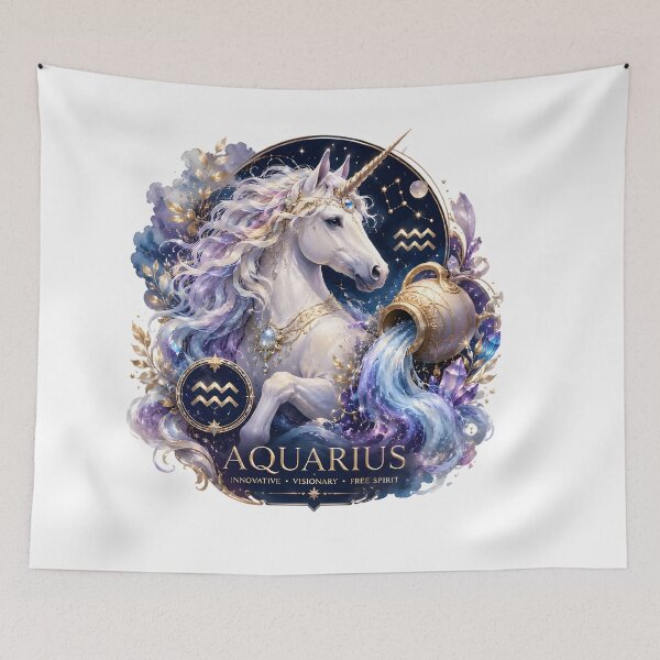 Item preview, Aquarius Mystical Unicorn Water Bearer designed and sold by Zodiac Celestial Art.