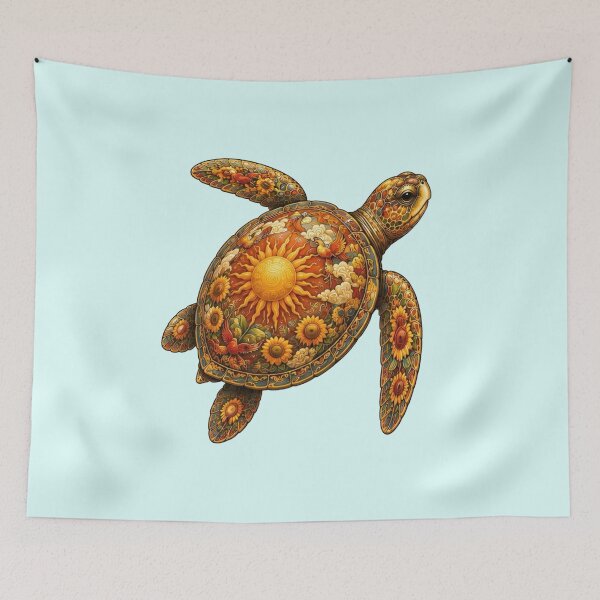 Item preview, Swimming Sea Turtle | Ocean Floral Art Collection designed and sold by Zaru Art Studio.