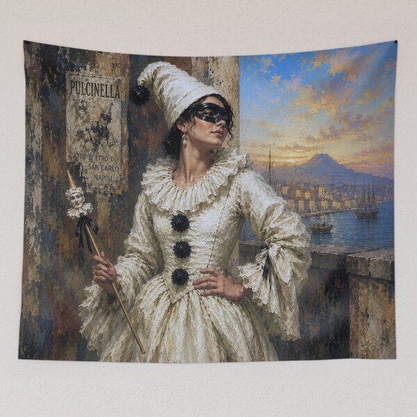 Item preview, Female Pulcinella – The Italian Jester painting. designed and sold by GalleryKauffeld.