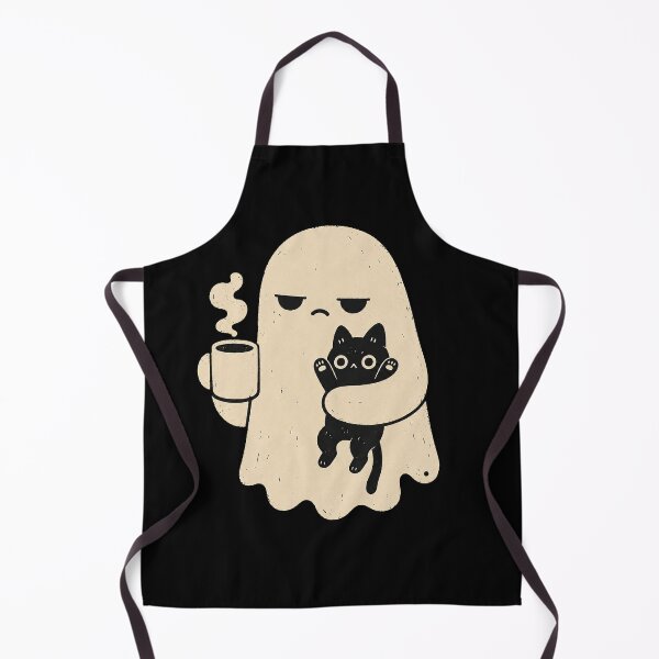 Item preview, Grumpy Ghost Hugging a Black Cat with Coffee designed and sold by Mavriboy.