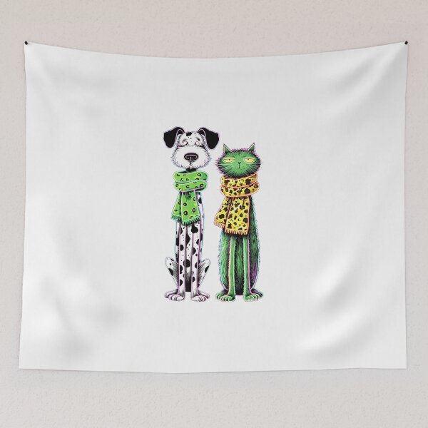 Item preview, Dog & Cat with Cozy Scarves designed and sold by MyCalmDraw.