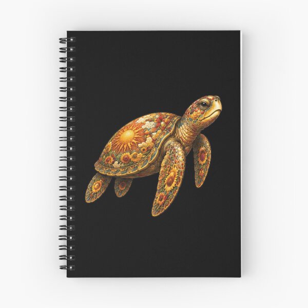 Item preview, Golden Floral Sea Turtle | Ocean Floral Art Collection designed and sold by Zaru Art Studio.