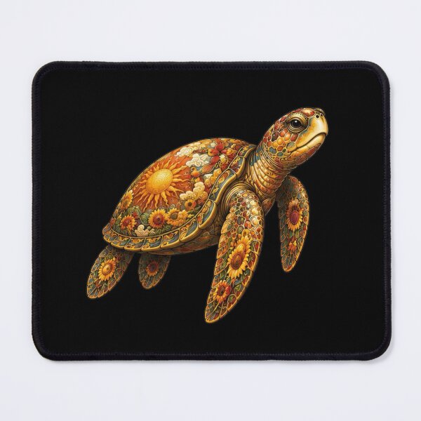 Item preview, Golden Floral Sea Turtle | Ocean Floral Art Collection designed and sold by Zaru Art Studio.