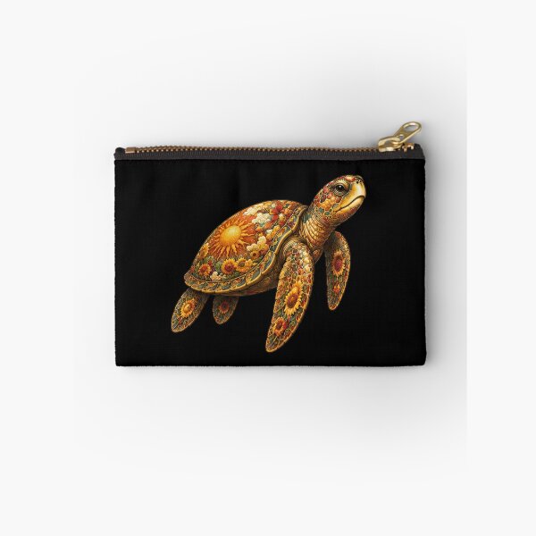 Item preview, Golden Floral Sea Turtle | Ocean Floral Art Collection designed and sold by Zaru Art Studio.