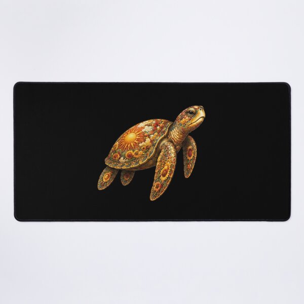 Item preview, Golden Floral Sea Turtle | Ocean Floral Art Collection designed and sold by Zaru Art Studio.