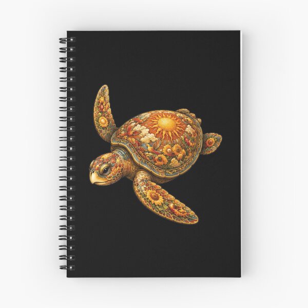 Item preview, Golden Floral Turtle| Ocean Floral Art Collection designed and sold by Zaru Art Studio.