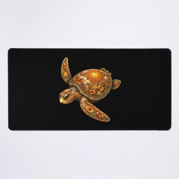 Item preview, Golden Floral Turtle| Ocean Floral Art Collection designed and sold by Zaru Art Studio.