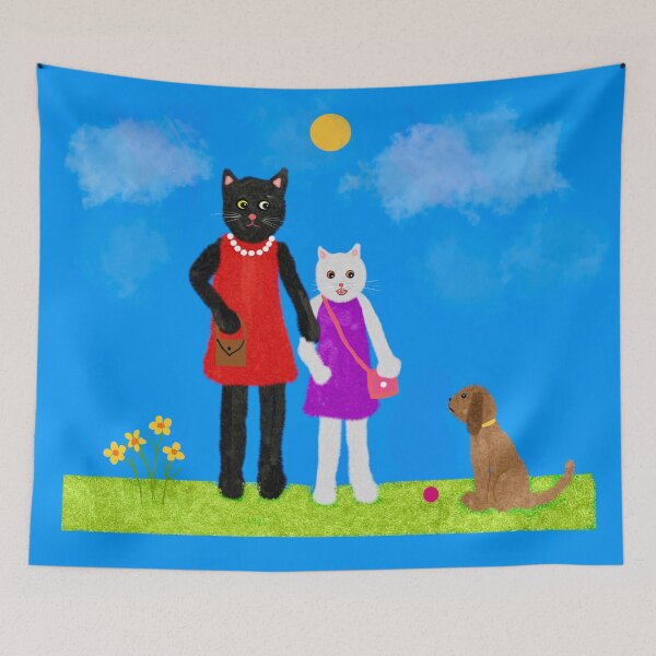 Item preview, Two Cats and a Dog in Park designed and sold by Elaine M Hayward .