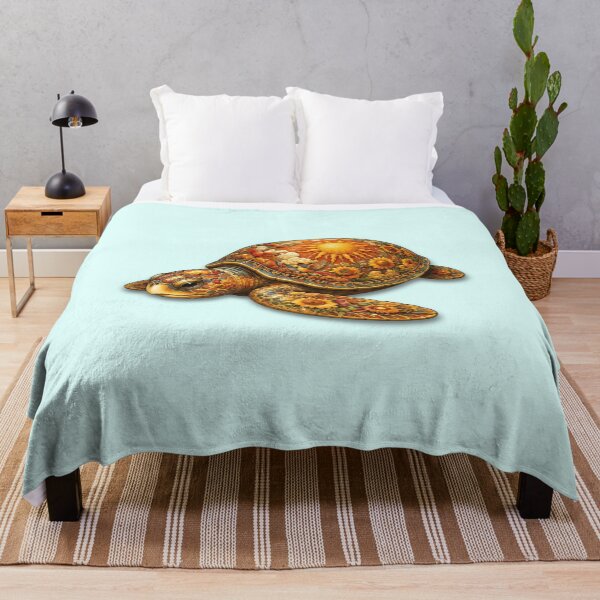 Item preview, Resting Sea Turtle | Ocean Floral Art Collection designed and sold by Zaru Art Studio.