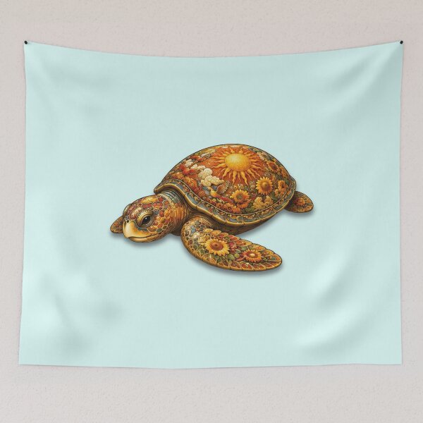 Item preview, Resting Sea Turtle | Ocean Floral Art Collection designed and sold by Zaru Art Studio.
