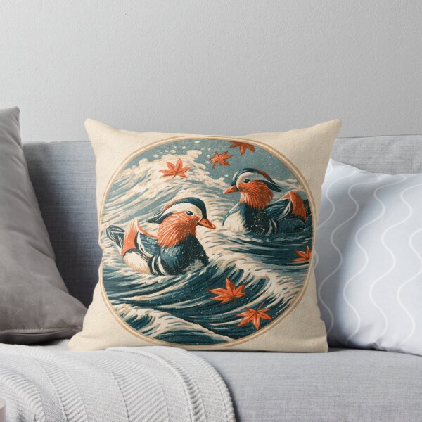 Item preview, Ukiyo-e Mandarin Ducks Japanese Woodblock Print designed and sold by GrinGalore.