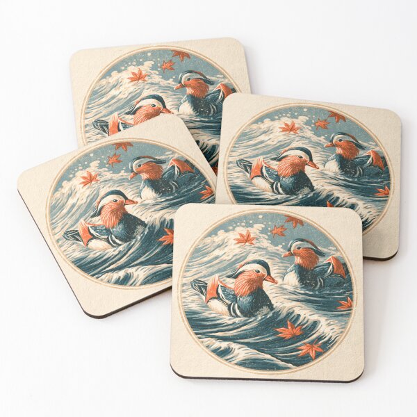 Item preview, Ukiyo-e Mandarin Ducks Japanese Woodblock Print designed and sold by GrinGalore.