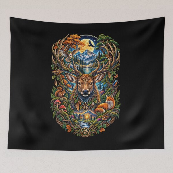Item preview, Mystical Forest Stag – Celtic Woodland Spirit & Moon designed and sold by thewandswant.