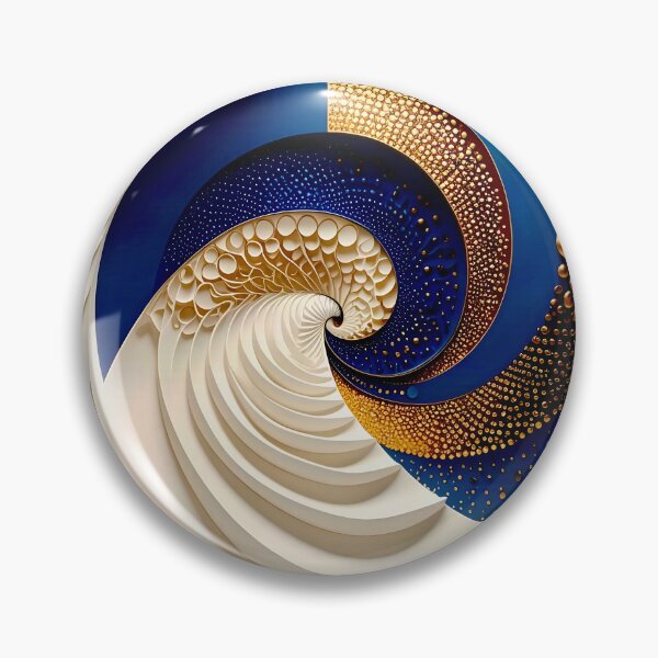 Item preview, Geometric Spiral in Blue Gold and White designed and sold by Vicky Brago-Mitchell®.