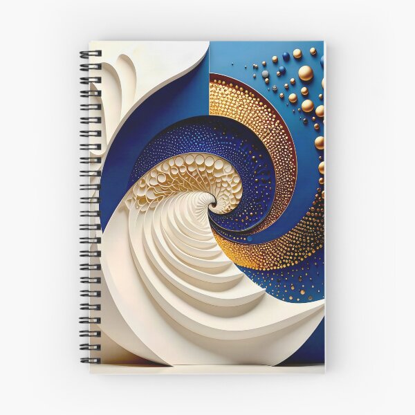 Item preview, Geometric Spiral in Blue Gold and White designed and sold by Vicky Brago-Mitchell®.