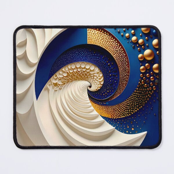 Item preview, Geometric Spiral in Blue Gold and White designed and sold by Vicky Brago-Mitchell®.