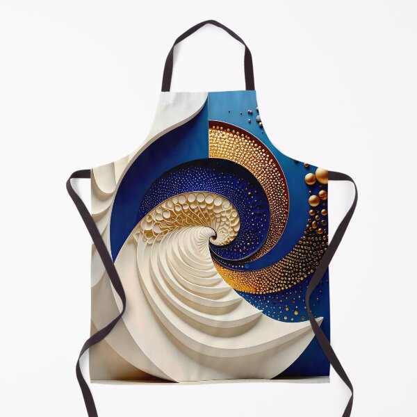 Item preview, Geometric Spiral in Blue Gold and White designed and sold by Vicky Brago-Mitchell®.