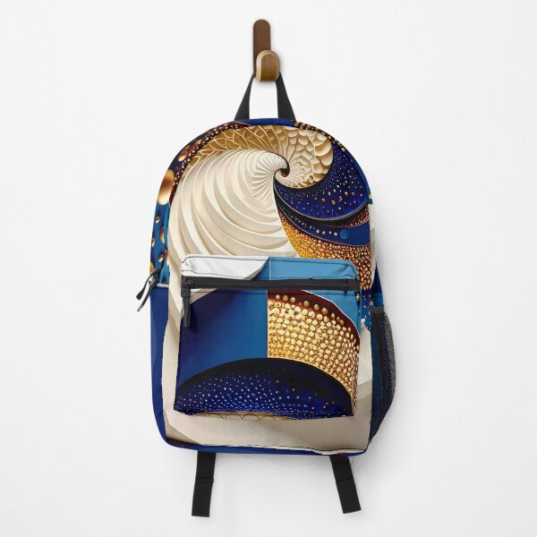 Item preview, Geometric Spiral in Blue Gold and White designed and sold by Vicky Brago-Mitchell®.