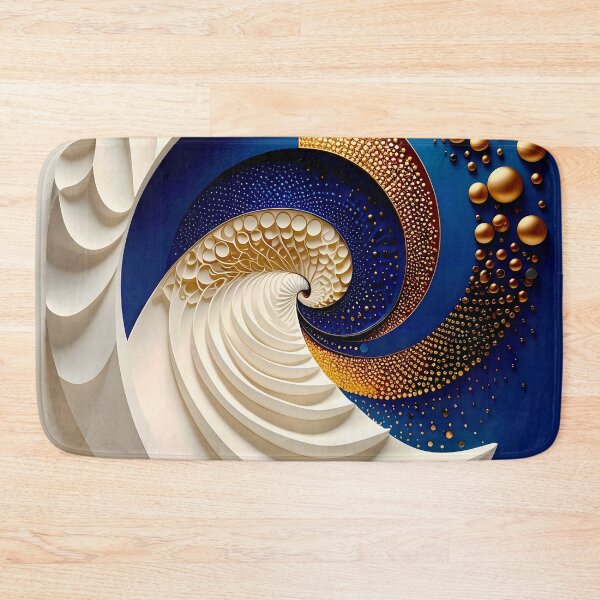Item preview, Geometric Spiral in Blue Gold and White designed and sold by Vicky Brago-Mitchell®.