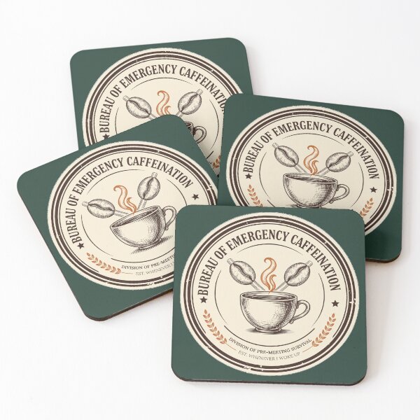 Item preview, Bureau of Emergency Caffeination - Funny Coffee Lover Badge designed and sold by HeeShirt.