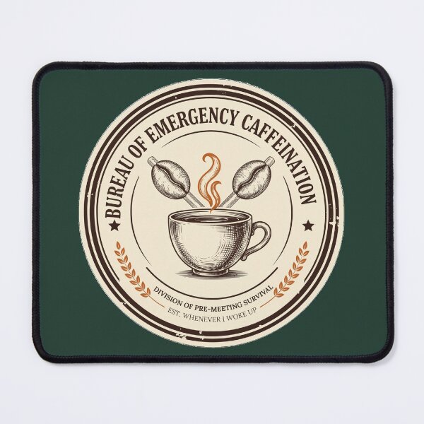 Item preview, Bureau of Emergency Caffeination - Funny Coffee Lover Badge designed and sold by HeeShirt.