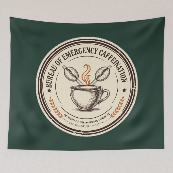 Item preview, Bureau of Emergency Caffeination - Funny Coffee Lover Badge designed and sold by HeeShirt.