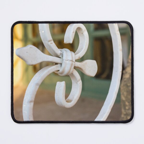 Item preview, Wrought Iron Decorative Railing Detail Closeup With White Vintage Scrollwork and Architectural Ornament designed and sold by Nmallia.