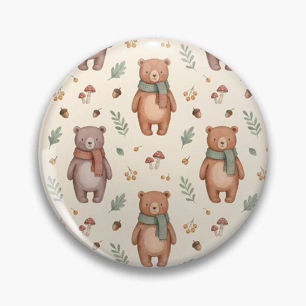 Item preview, Cozy Woodland Bear Pattern – Cute Teddy Bear & Forest Cottagecore designed and sold by CozyArtistryShop.