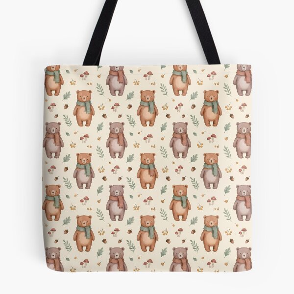 Item preview, Cozy Woodland Bear Pattern – Cute Teddy Bear & Forest Cottagecore designed and sold by CozyArtistryShop.
