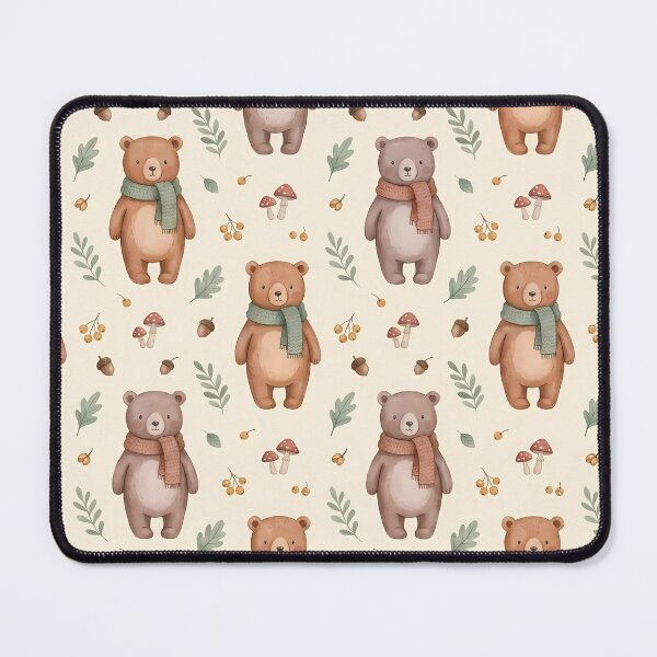 Item preview, Cozy Woodland Bear Pattern – Cute Teddy Bear & Forest Cottagecore designed and sold by CozyArtistryShop.