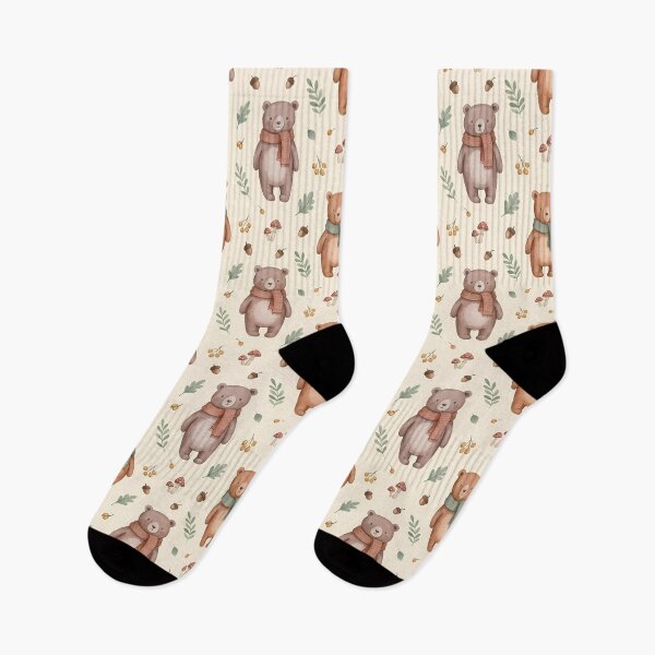 Item preview, Cozy Woodland Bear Pattern – Cute Teddy Bear & Forest Cottagecore designed and sold by CozyArtistryShop.