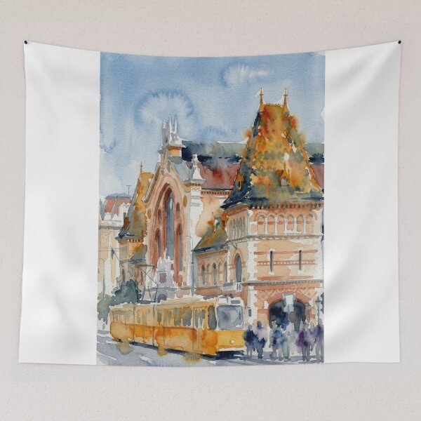 Item preview, Central Market Hall, Budapest with Tram designed and sold by caracatita75.