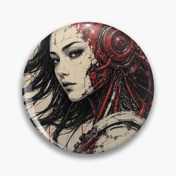 Item preview, Cybernetic Rebel – Red & Black Futuristic Android Woman designed and sold by A-T-H.