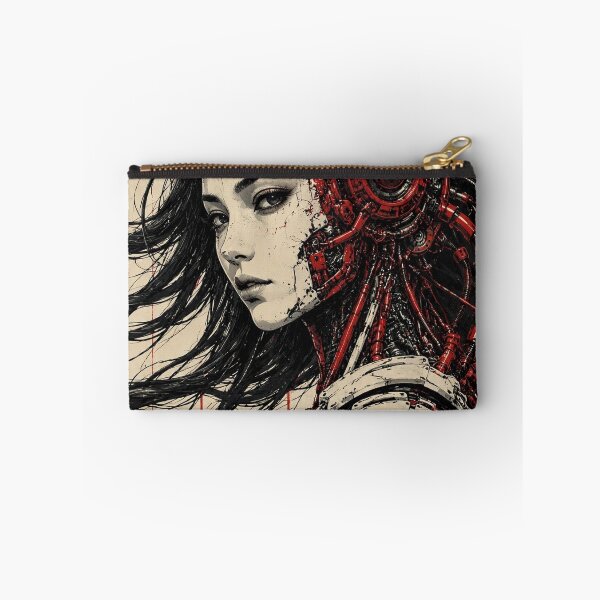 Item preview, Cybernetic Rebel – Red & Black Futuristic Android Woman designed and sold by A-T-H.
