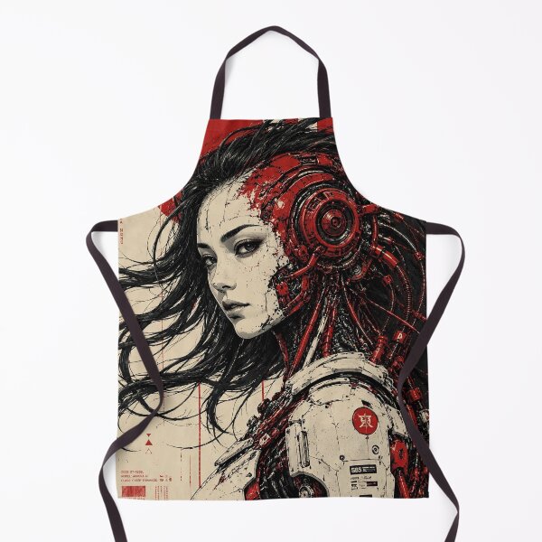 Item preview, Cybernetic Rebel – Red & Black Futuristic Android Woman designed and sold by A-T-H.