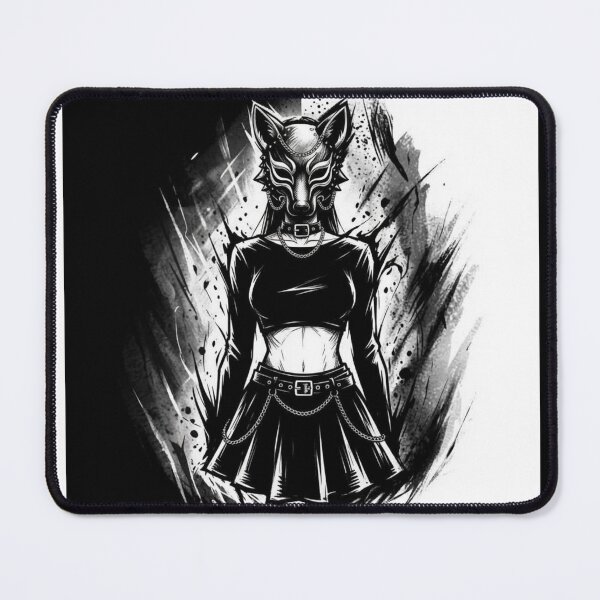 Item preview, Forest Wolf Mask Girl Portrait - Black and White designed and sold by CaylaTay.