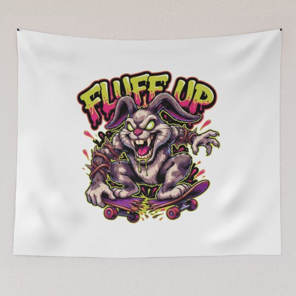 Item preview, Fluff Up Bunny Skateboard Monster Character designed and sold by TeeDesignMaster.