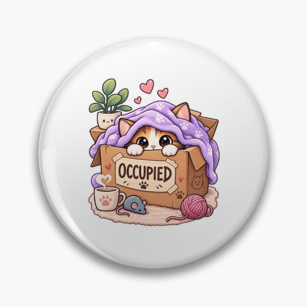 Item preview, Occupied Cat in a Box – Cozy Funny Cat designed and sold by JPCuteDesign.
