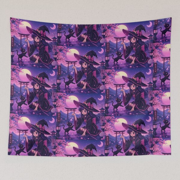 Item preview, Retro Anime Manga Witch and cat playing together designed and sold by Vintage Designs +.
