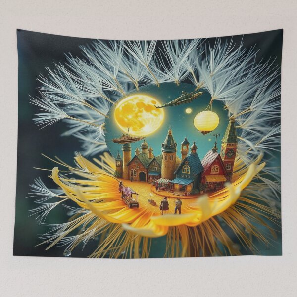 Item preview, Hidden wonders in a dandelion bloom – a magical miniature city full of light, fantasy & delicate details designed and sold by FotoworldEdel.